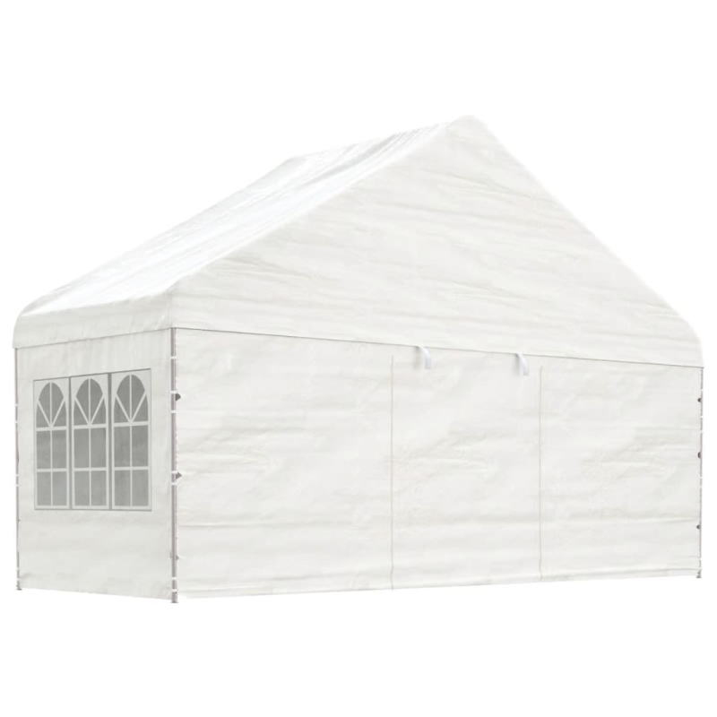 Pavillon mit Dach Weiß 8,92x5,88x3,75 m Polyethylen