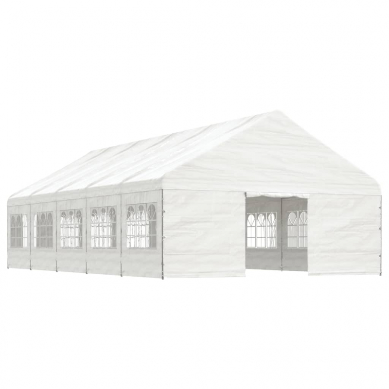 Pavillon mit Dach Weiß 11,15x5,88x3,75 m Polyethylen