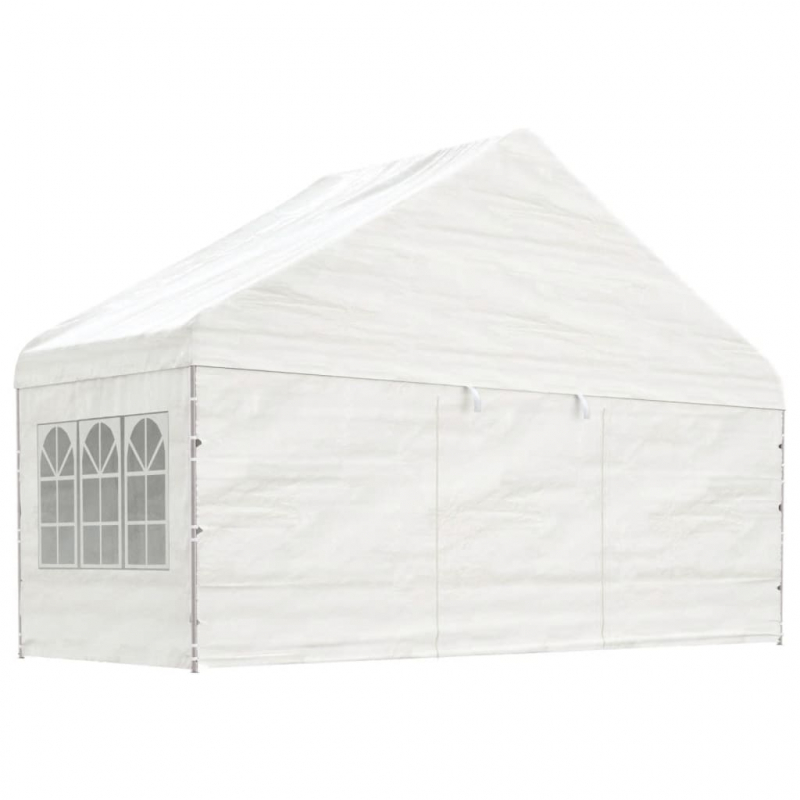 Pavillon mit Dach Weiß 11,15x5,88x3,75 m Polyethylen