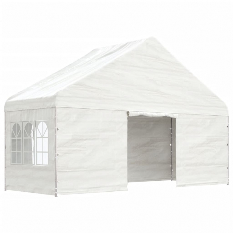 Pavillon mit Dach Weiß 11,15x5,88x3,75 m Polyethylen