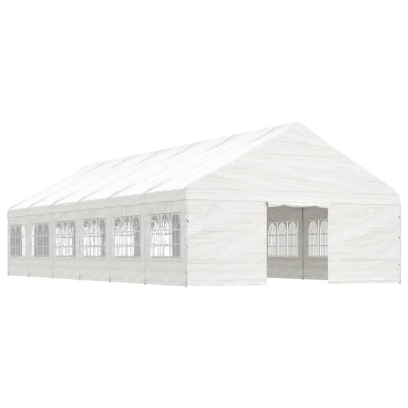 Pavillon mit Dach Weiß 13,38x5,88x3,75 m Polyethylen