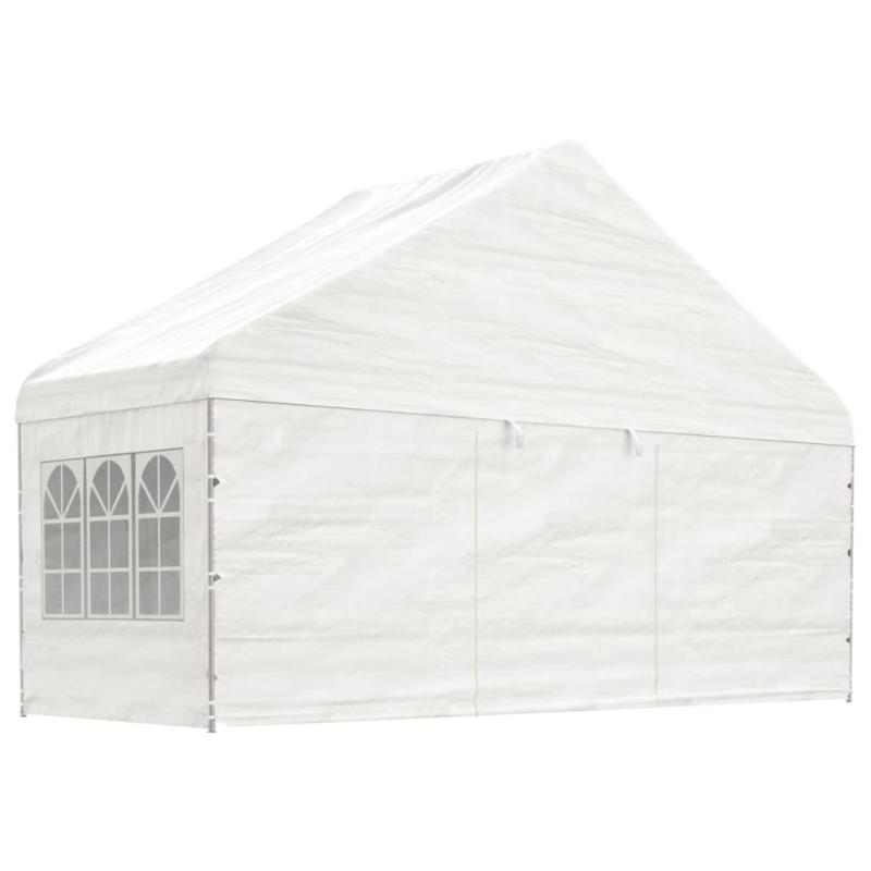 Pavillon mit Dach Weiß 13,38x5,88x3,75 m Polyethylen