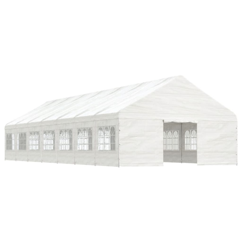 Pavillon mit Dach Weiß 15,61x5,88x3,75 m Polyethylen