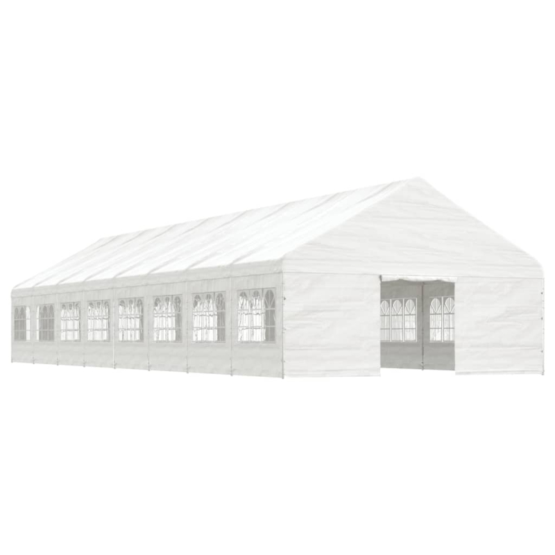 Pavillon mit Dach Weiß 17,84x5,88x3,75 m Polyethylen