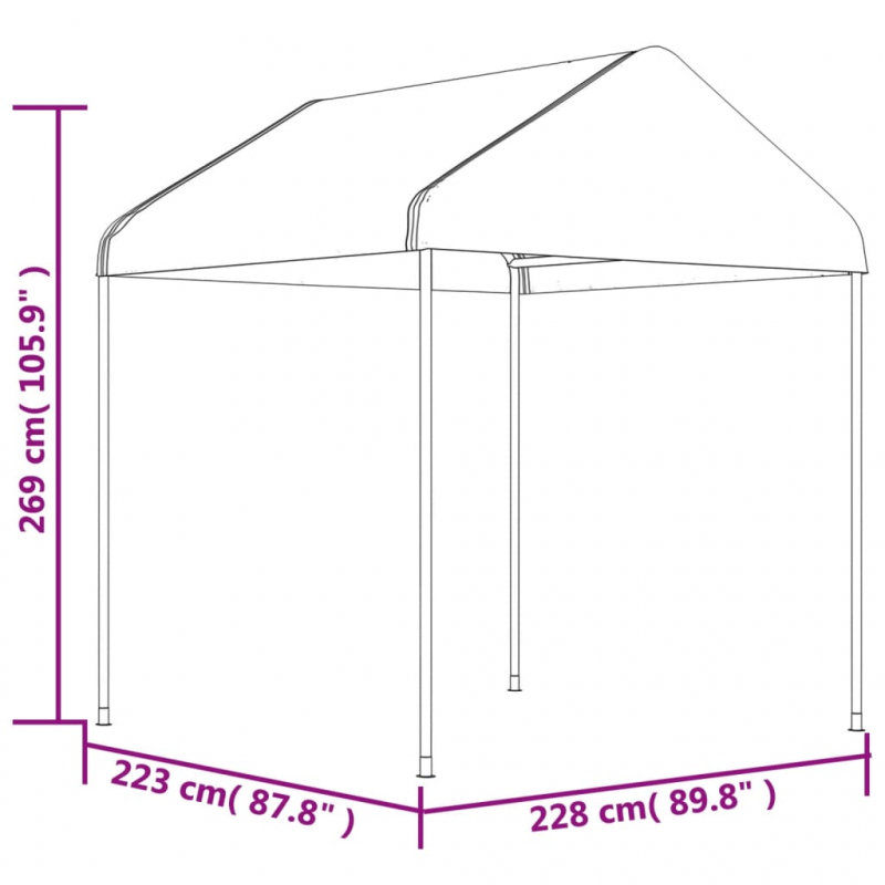 Pavillon mit Dach Weiß 11,15x2,28x2,69 m Polyethylen