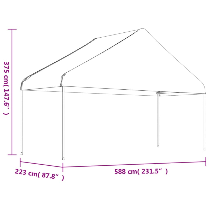 Pavillon mit Dach Weiß 13,38x5,88x3,75 m Polyethylen