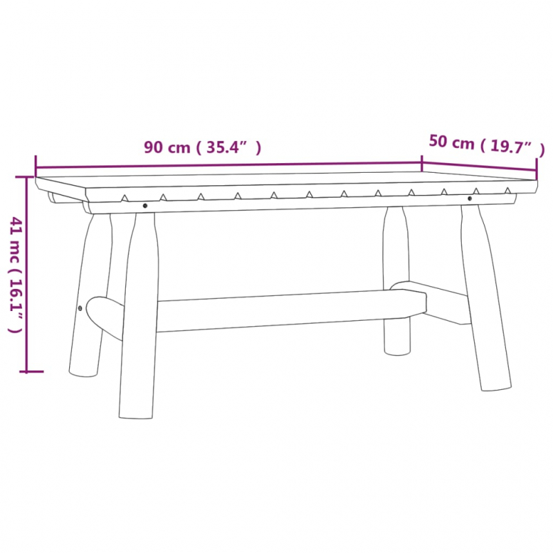 Couchtisch 90x50x41 cm Massivholz Fichte