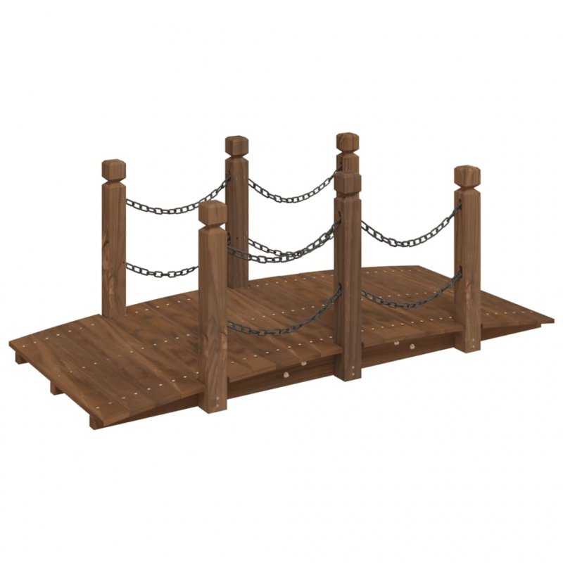 Gartenbrücke mit Kettengeländer 150x67x56 cm Massivholz Fichte