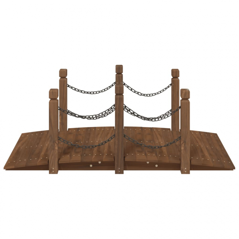 Gartenbrücke mit Kettengeländer 150x67x56 cm Massivholz Fichte