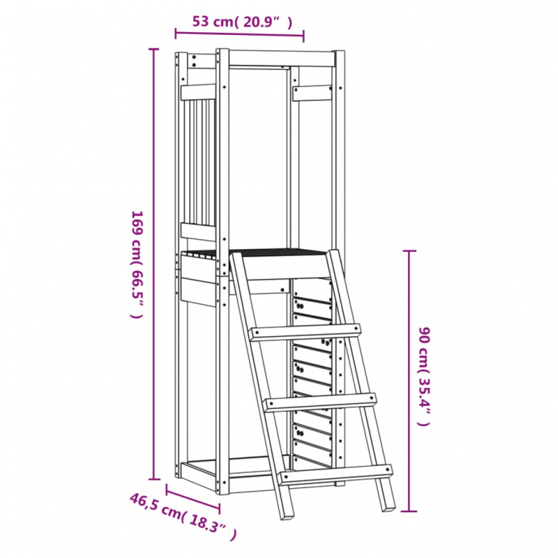 Spielturm 53x46,5x169 cm Massivholz Kiefer