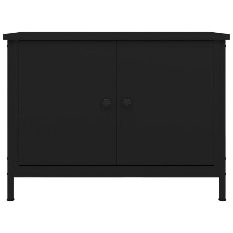 TV-Schrank mit Türen Schwarz 60x35x45 cm Holzwerkstoff