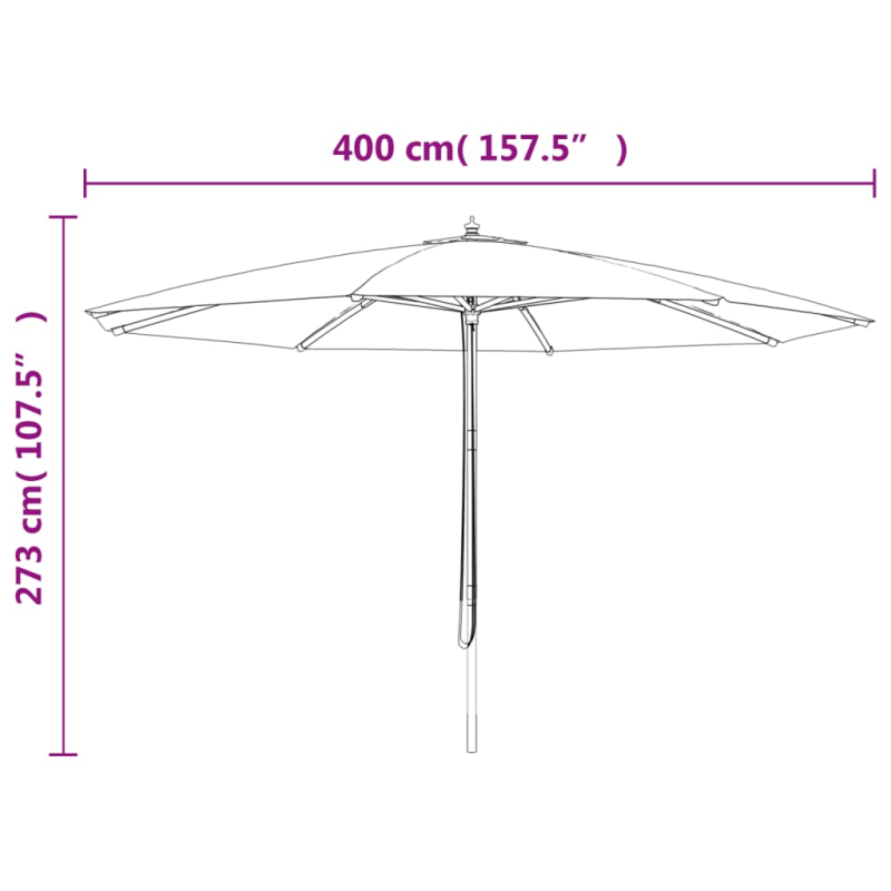 Sonnenschirm mit Holzmast Terrakotta 400x273 cm
