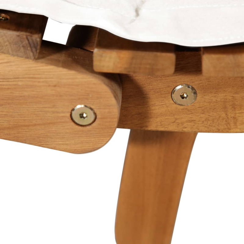 Sonnenliege mit Creme Kissen Massivholz Akazie