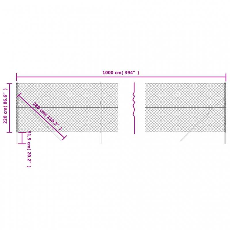 Maschendrahtzaun Grün 2,2x10 m