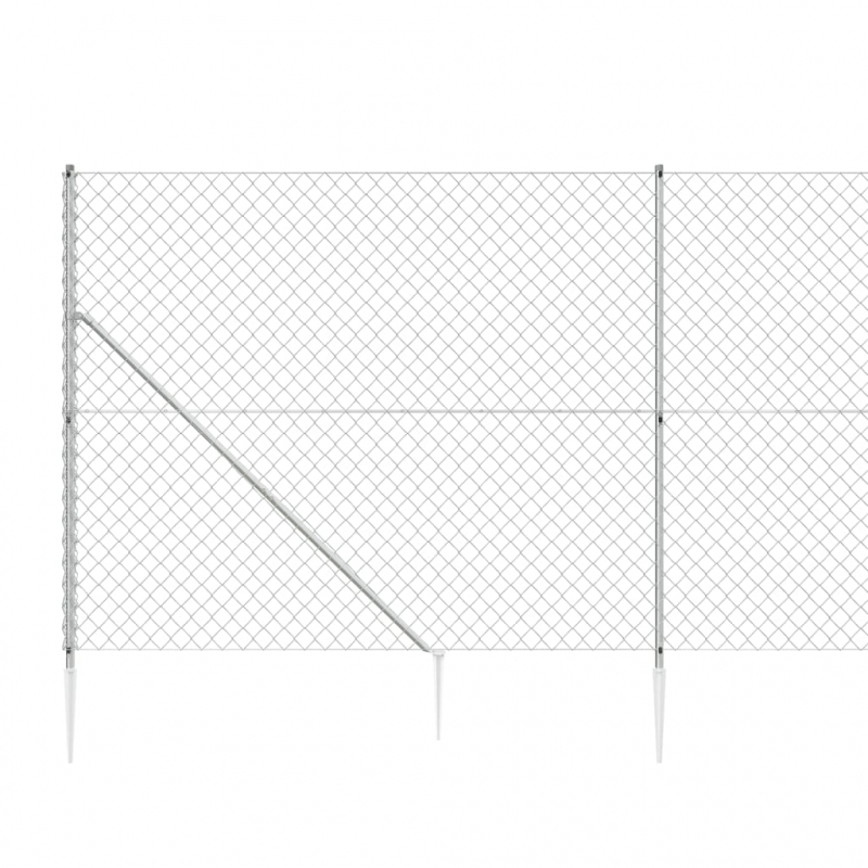 Maschendrahtzaun mit Bodenhülsen Silbern 1,4x10 m