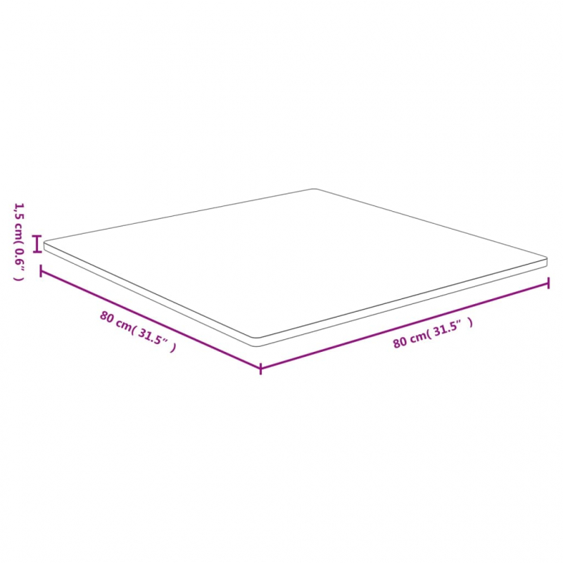 Tischplatte 80x80x1,5 cm Bambus