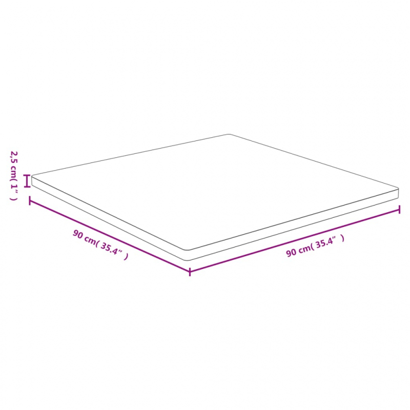 Tischplatte 90x90x2,5 cm Bambus