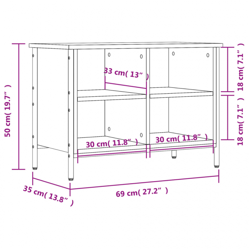 Schuhregal Braun Eichen-Optik 69x35x50 cm Holzwerkstoff