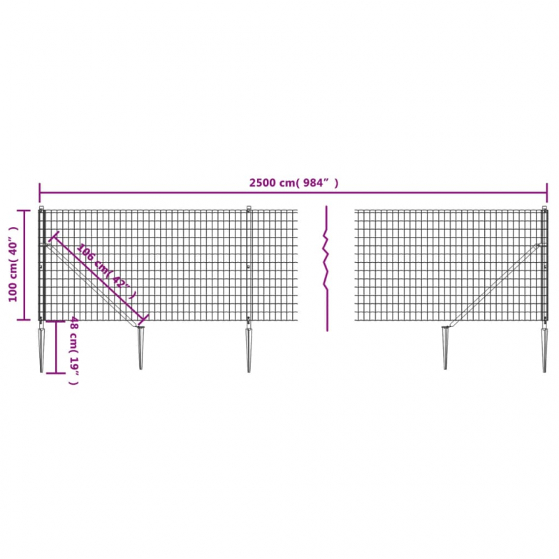 Maschendrahtzaun mit Bodenhülsen Grün 1x25 m