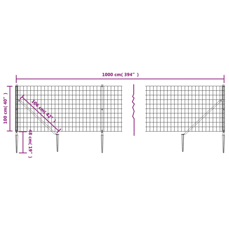 Maschendrahtzaun mit Bodenhülsen Grün 1x10 m
