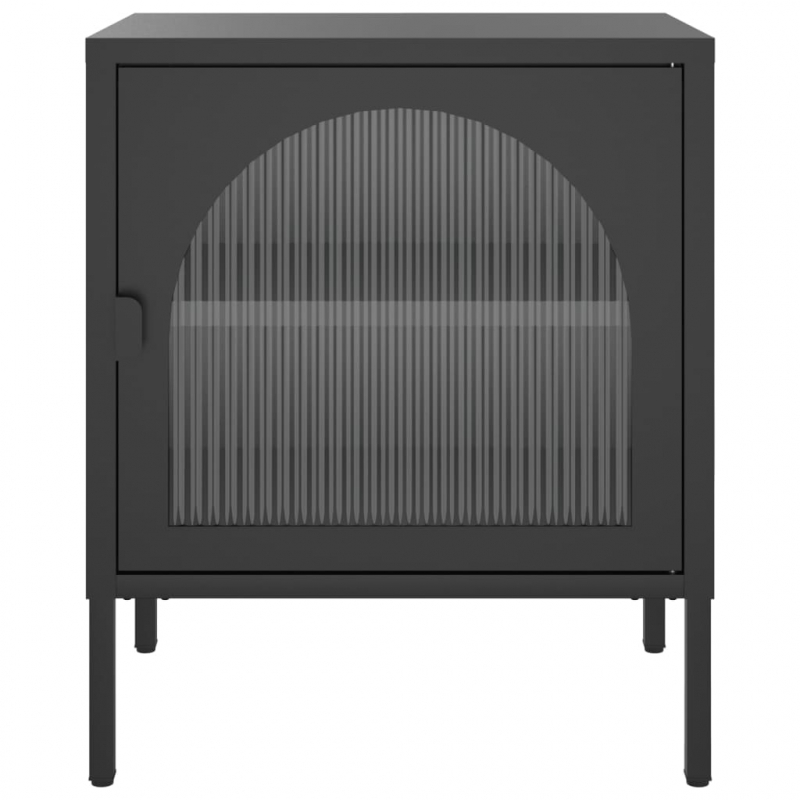 Nachttisch Schwarz 50x35x60 cm Glas und Stahl