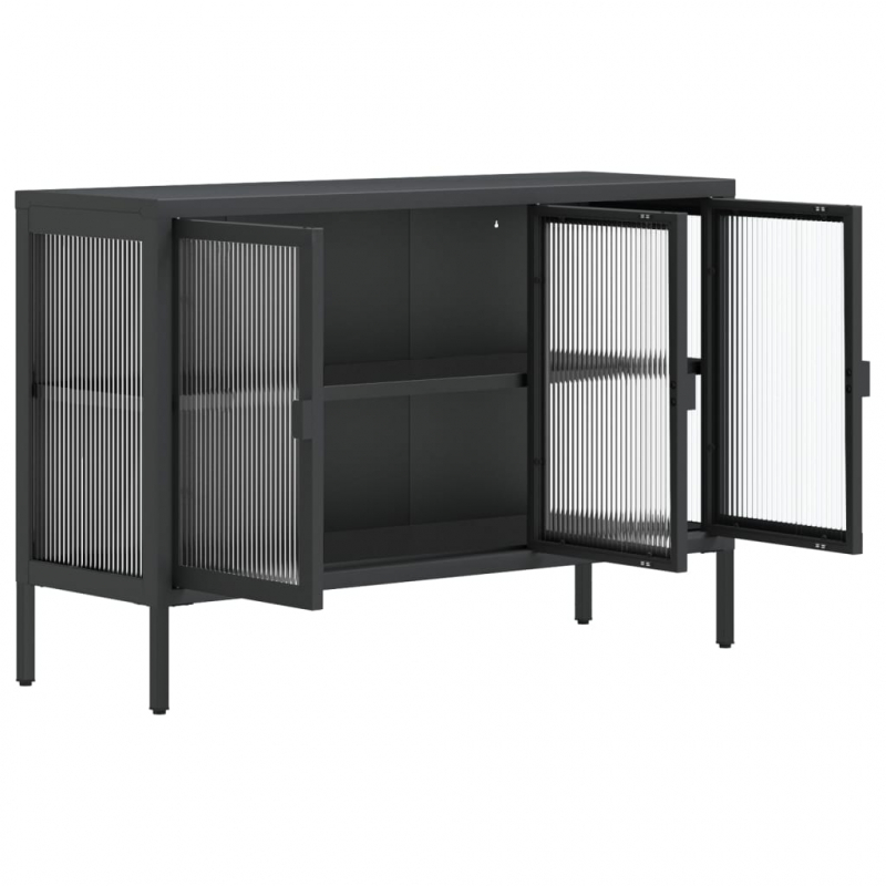 Sideboard Schwarz 105x35x70 cm Glas und Stahl