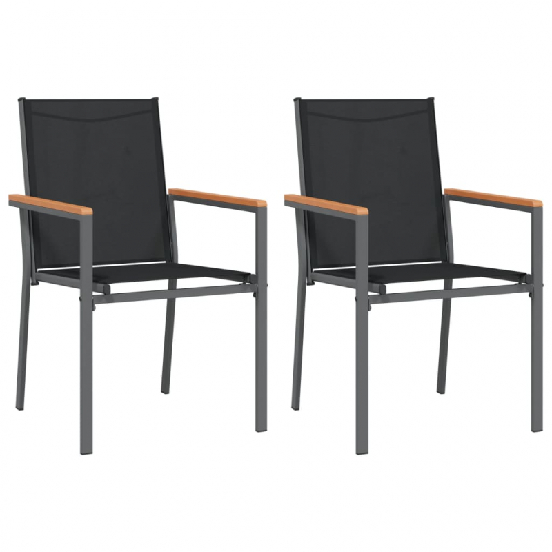 Gartenstühle 2 Stk. Schwarz 55x61,5x90 cm Textilene und Stahl