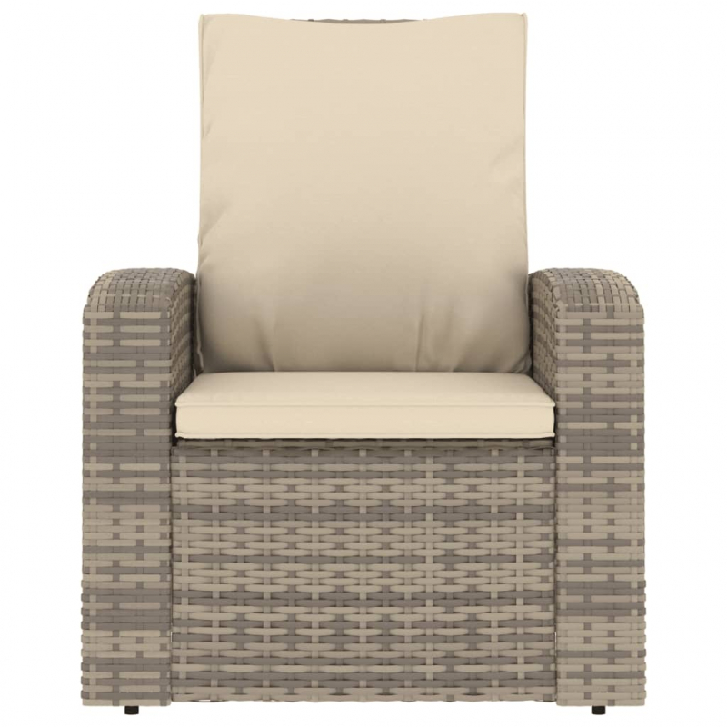 Gartensessel Verstellbar mit Kissen Hellbraun Poly Rattan