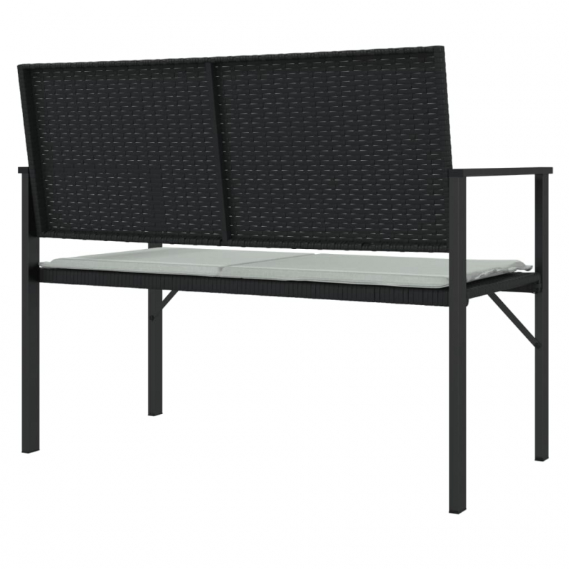 Gartenbank 2-Sitzer mit Kissen Schwarz Poly Rattan