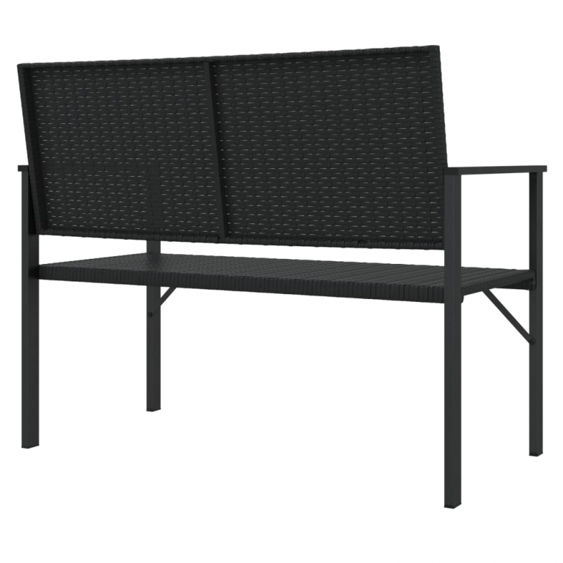 Gartenbank 2-Sitzer Schwarz Poly Rattan