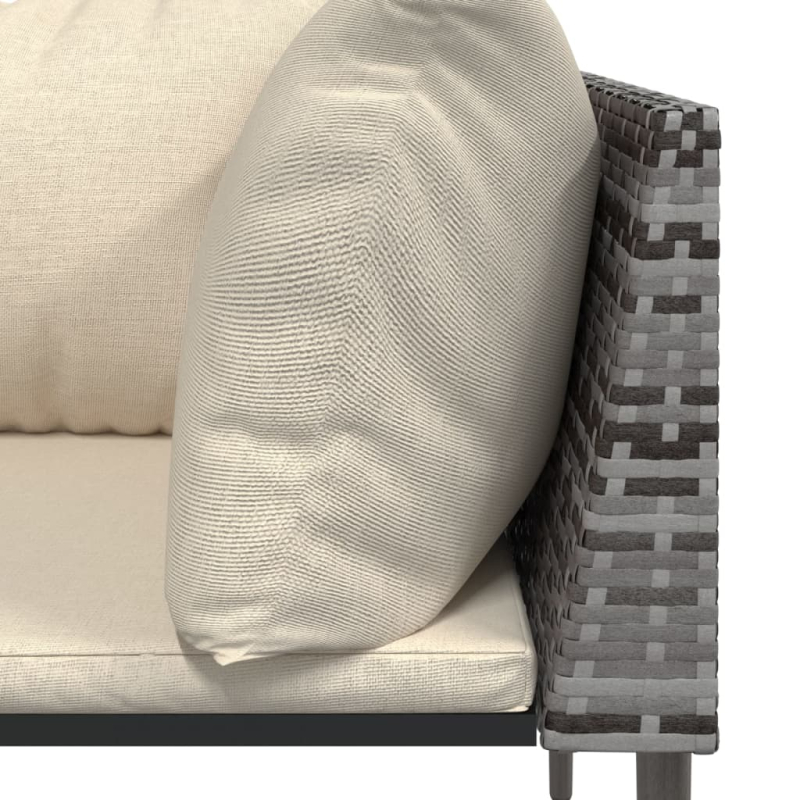 Garten-Ecksofas mit Kissen 2 Stk. Grau Poly Rattan
