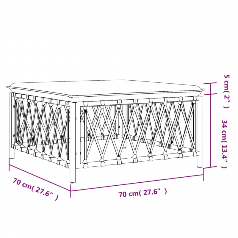 Gartenhocker mit Kissen Anthrazit Gewebe