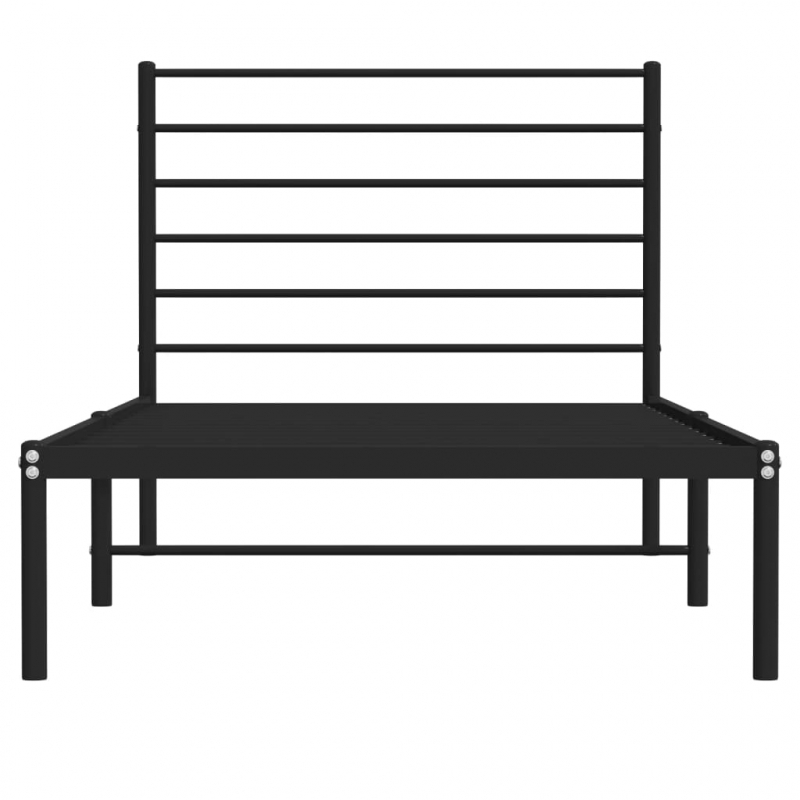 Bettgestell mit Kopfteil Metall Schwarz 100x190 cm
