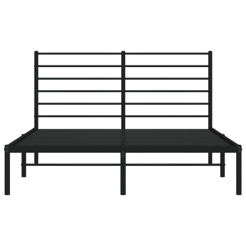 Bettgestell mit Kopfteil Metall Schwarz 135x190 cm