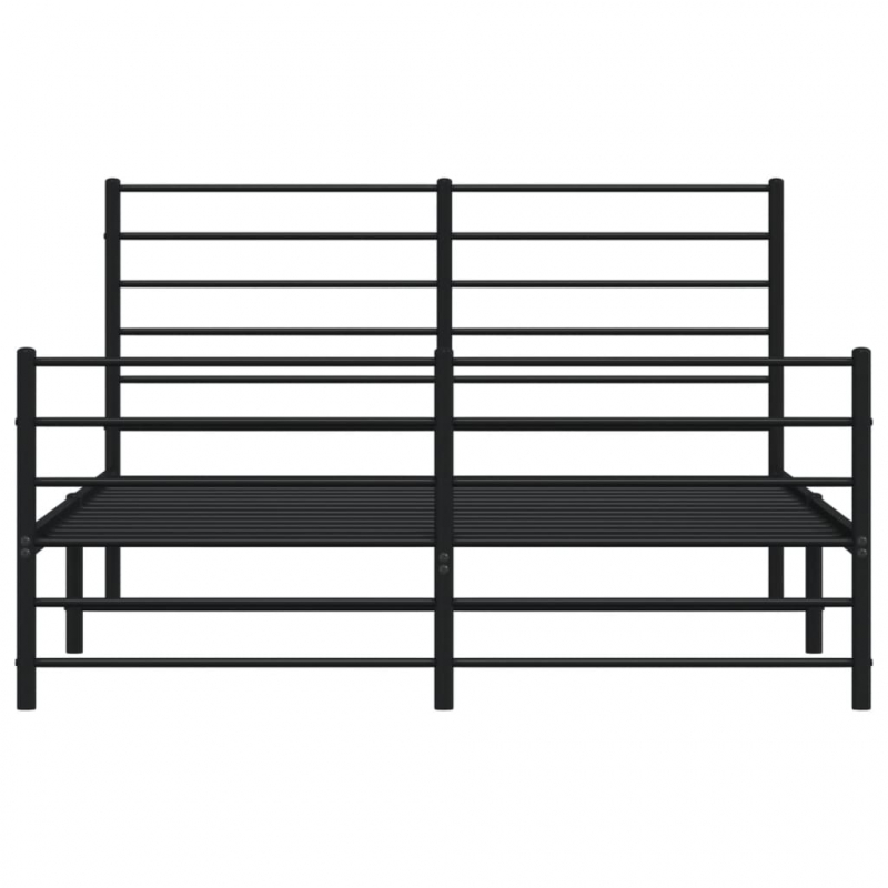 Bettgestell mit Kopf- und Fußteil Metall Schwarz 140x190 cm