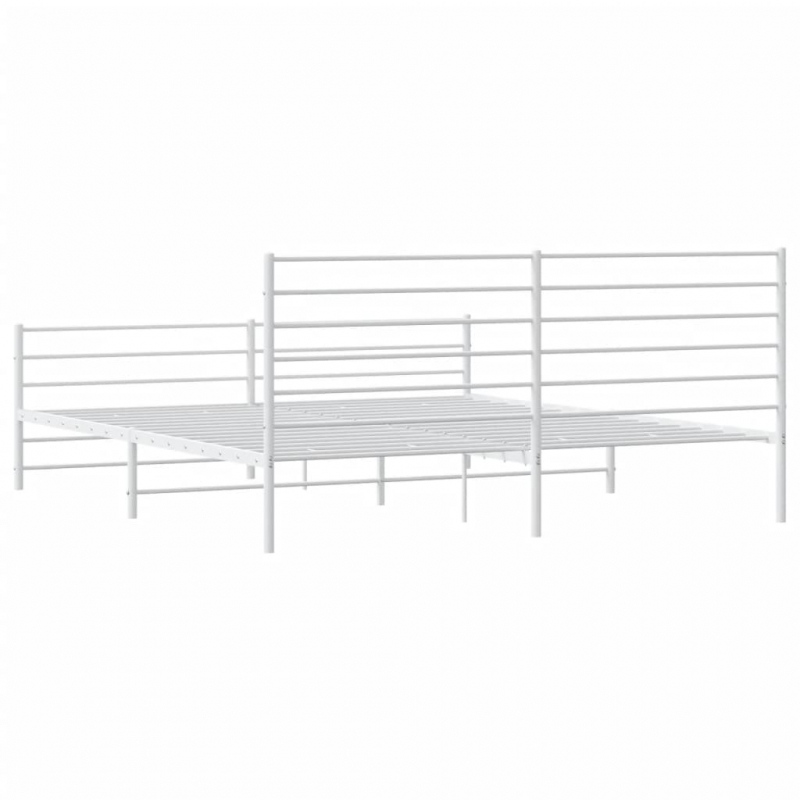 Bettgestell mit Kopf- und Fußteil Metall Weiß 200x200 cm