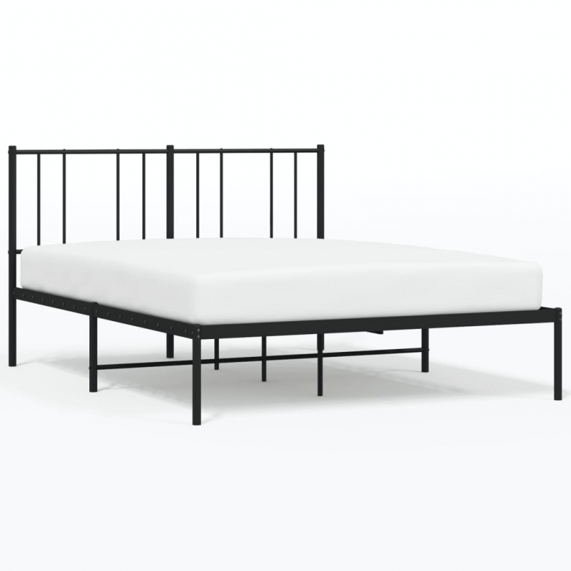 Bettgestell mit Kopfteil Metall Schwarz 120x190 cm