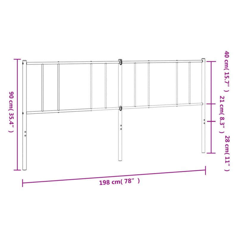 Kopfteil Metall Schwarz 193 cm