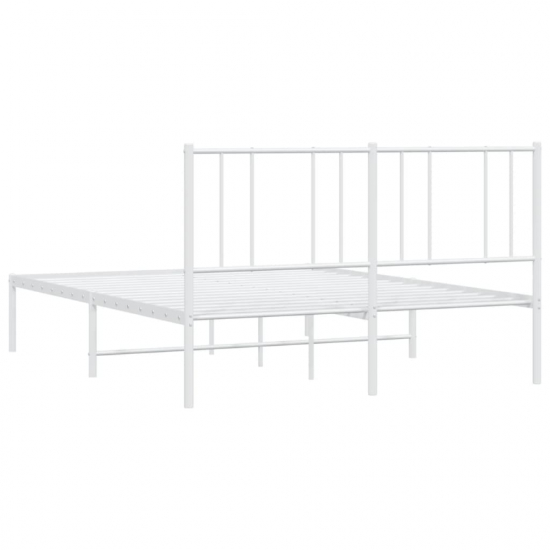 Bettgestell mit Kopfteil Metall Weiß 120x190 cm