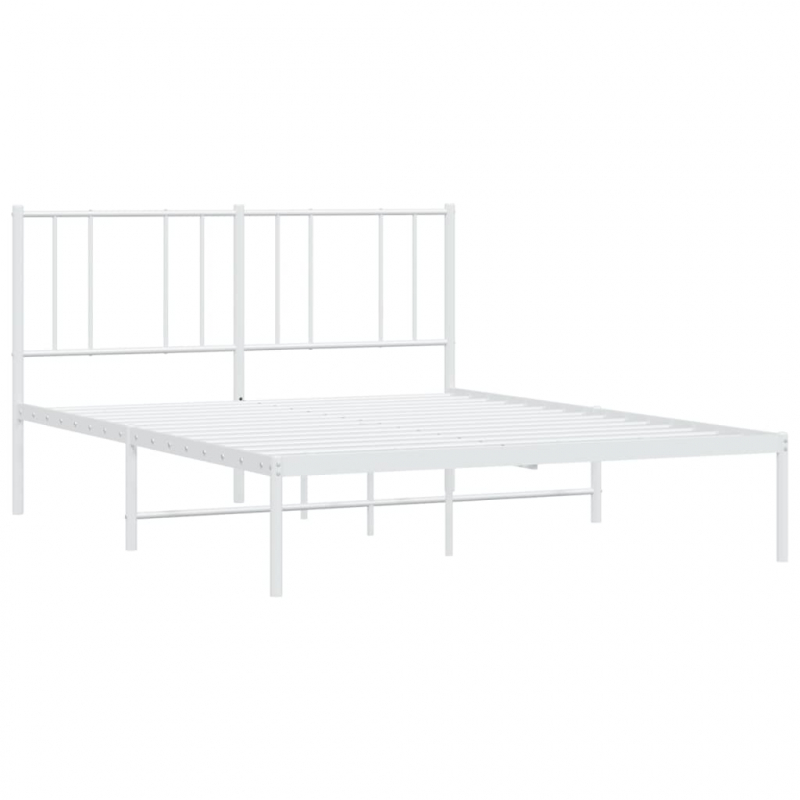 Bettgestell mit Kopfteil Metall Weiß 140x190 cm