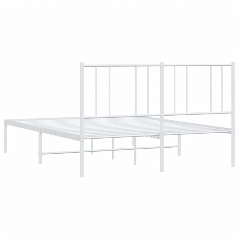 Bettgestell mit Kopfteil Metall Weiß 140x200 cm