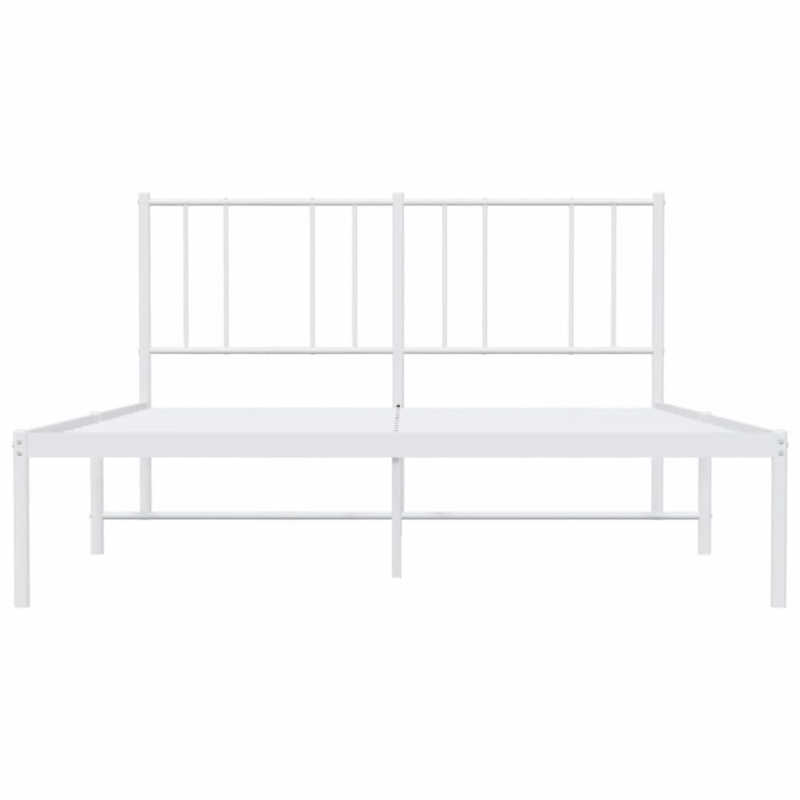 Bettgestell mit Kopfteil Metall Weiß 150x200 cm