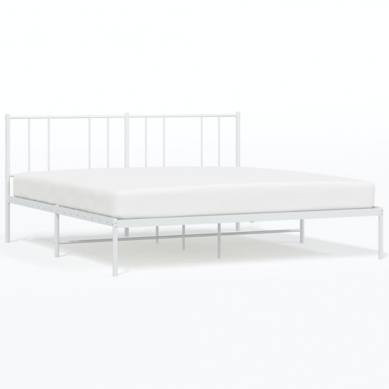 Bettgestell mit Kopfteil Metall Weiß 183x213 cm