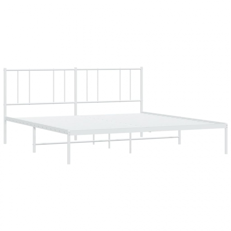 Bettgestell mit Kopfteil Metall Weiß 193x203 cm