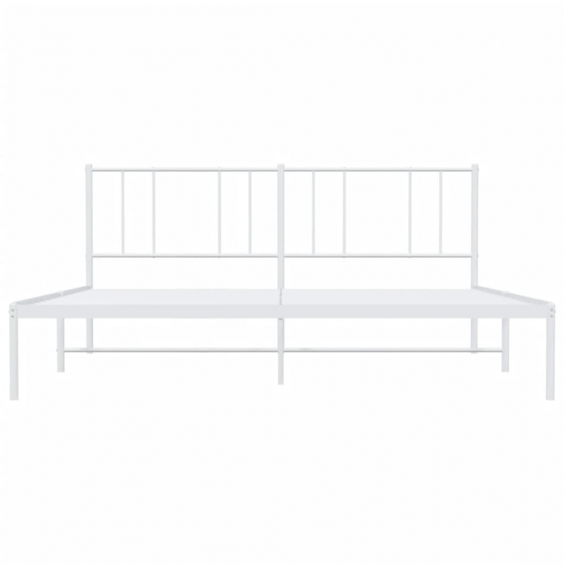 Bettgestell mit Kopfteil Metall Weiß 193x203 cm
