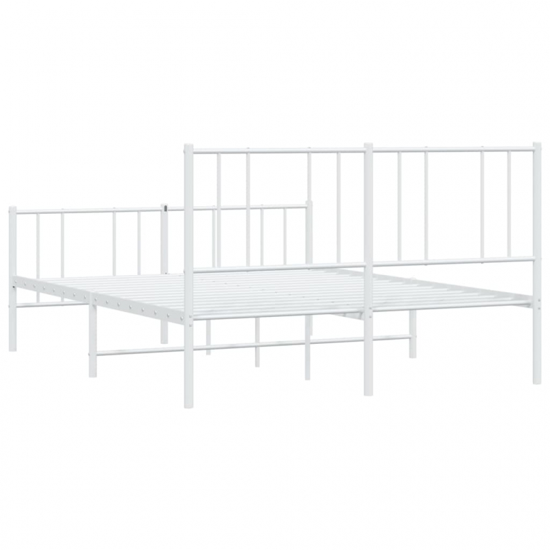 Bettgestell mit Kopf- und Fußteil Metall Weiß 120x190 cm