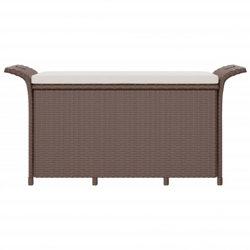 Gartenbank mit Kissen Braun 116x46x57 cm Poly Rattan