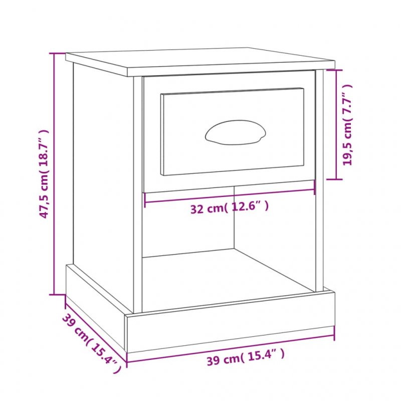 Nachttisch Grau Sonoma 39x39x47,5 cm Holzwerkstoff