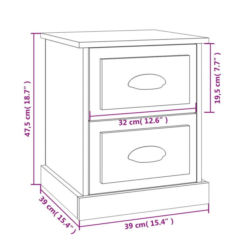 Nachttisch Betongrau 39x39x47,5 cm Holzwerkstoff