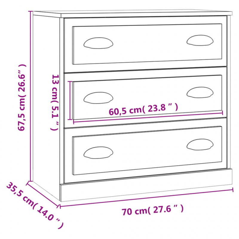 Sideboard Hochglanz-Weiß 70x35,5x67,5 cm Holzwerkstoff